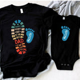 Personalized Dad And Kids Footprints Names Shirt, Dad and Kids Footprints T-Shirt, Dad And Child Shirts, Daddy Shirt, Custom Dad Shirt
