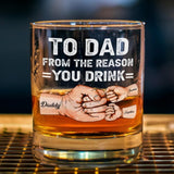 Custom Dad and Kids Bump Whiskey Glass, Personalized Fathers Day Gift From Son Daughter, New Dad Gift, Birthday Gift For Dad, Grandpa, Papa