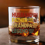 Personalized Dad Grandpa Whiskey Glass, Father's Day Gift, Husband Father Grandpa Legend, Grandfather Custom Dates, Funny Dad Birthday Gift