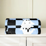 Halloween Fleece Blanket - Kawaii Bowknot Ghost Flannel Blanket - Gothic Spider Web Bat Fuzzy Plush Throw for Kids Boys Girls - Halloween Checkered Decor for Bed Couch