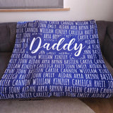 Personalized Blanket for Dad Grandpa, Custom Family Name Gift for Fathers Day Birthday