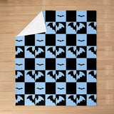 Halloween Fleece Blanket - Kawaii Bowknot Ghost Flannel Blanket - Gothic Spider Web Bat Fuzzy Plush Throw for Kids Boys Girls - Halloween Checkered Decor for Bed Couch