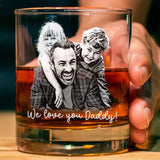 Custom Photo Dad Whiskey Glass, Personalized Fathers Day Gift From Son Daughter, Portrait Daddy Rocks Glass, New Dad Gift, Gift For Husband