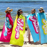 Personalized Retro Beach Towel with Name – Custom Birthday & Vacation Gift for Kids and Adults, Multi Style Summer Beach Accessory