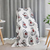 Ghost Reading Blanket, 2025 New Halloween Ghost Reading a Book Throw Blanket, Cute Fall Blanket Gift for Spooky Season