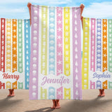 Personalized Beach Towel with Name, Custom Summer Beach Gift for Family & Friends Girls Trip, Custom Name Gift for Family Vacation, Birthday, Kids and Adults
