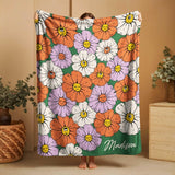 Smile Daisy Personalized Name Blanket for Kids and Adults, Unique Gift for Birthday Anniversary Christmas