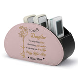 Personalized Remote Control Holder with Birth Month Flower, Name & Text , 5 Compartments Leather TV Remoter Caddy Desktop Organizer Makeup Brush Holder Storage Fits TV Remotes, Media Controllers, Office Supplies