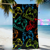 Personalized Game Beach Towel with Name, Custom Summer Beach Gift for Family & Friends Girls Trip, Custom Name Gift for Family Vacation, Birthday, Kids and Adults