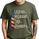 Legend Husband Dad Grandpa Shirt with Customizes Nickname, Est, Text - Personalized Fathers Day Shirt, First Time Dad T-Shirt
