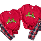 Custom Grinch Family Shirts, Grinchmas Matching Shirts, Grinch Christmas Daddy Mommy Baby Shirts,Personalize Grinch Heart Family 2024 Shirts