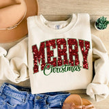 Unisex Glitter Merry Christmas Shirt Sweatshirt