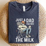 Just A Dad Who Always Came Back With The Milk Shirt, Retro Dad Skeleton Shirt , Funny Father’s Day Shirt, Father's Day Shirt, Gift for Dad