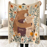 Personalized Mama Papa Bear Blanket with Kids Names, Custom Father's Day Gift, Mother's Day Gift, Birthday Gift, Christmas Gift for Mom Dad Grandma Grandpa