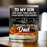 Personalized Father's Day Whiskey Glass from Dad Mom to Son - New Dad Gift, Custom Name Dad Gift,  Father’s Day Gift for Son