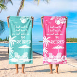 Personalized Name Retirement Beach Towel - Custom Retirement Towel, Retirement Gifts with Name, Funny Retiree Gift