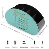 Personalized Remote Control Holder with Birth Month Flower, Name & Text , 5 Compartments Leather TV Remoter Caddy Desktop Organizer Makeup Brush Holder Storage Fits TV Remotes, Media Controllers, Office Supplies