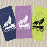 Personalized Wolf Family Matching Beach Towel with Name, Custom Summer Beach Gift for Family Trip, Custom Name Gift for Family Vacation, Birthday, Kids and Adults
