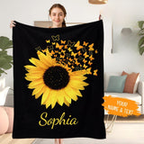 Custom Sunflower blanket, Personalized Blankets With Name, House Warming, Birthday Gift, Valentine's day Gift Blanket