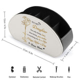 Personalized Remote Control Holder with Birth Month Flower, Name & Text , 5 Compartments Leather TV Remoter Caddy Desktop Organizer Makeup Brush Holder Storage Fits TV Remotes, Media Controllers, Office Supplies