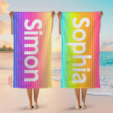 Personalized Beach Towel with Name, Custom Summer Beach Gift for Family & Friends Trip, Custom Name Gift for Family Vacation, Birthday, Kids and Adults