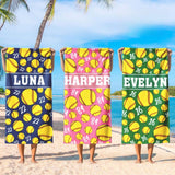 Personalized Sports Beach Towel with Name, Custom Summer Beach Gift for Family & Friends Girls Trip, Custom Name Gift for Family Vacation, Birthday, Kids and Adults