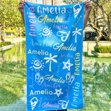 Personalized Beach Towel with Name, Custom Summer Beach Gift for Family & Friends Trip, Custom Name Gift for Family Vacation, Birthday, Kids and Adults