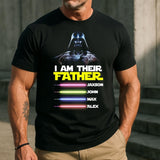 Custom Star Wars Dad Shirt With Kids Names, Father's Day Gift Shirt, Personalized Dad Shirt with Names, Darth Vader Lightsaber Kids Shirt