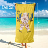 Best Dad Ever Beach Towel, Custom Best Dad Towels - Father Personalized Beach Towel with Kids Names, Best Dad Ever Gift for Him T146