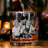 Custom Photo Whiskey Glass, Father's Day Gift for Dad, Family Photo Glass, Whiskey Glass with your Photo, New Dad Gift, Dad Birthday Gifts