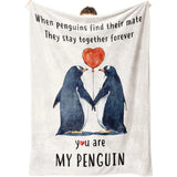 You Are My Penguin Couple Blanket, Romantic I Love You Gift, Valentine Gifts for Boyfriend, Girlfriend, Gift For Wife Husband, Wedding Gift, Anniversary Blanket