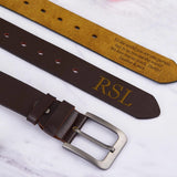 Personalized Leather Belt with Engraved Custom Message and Initial - Funny Anniversary Gift for Husband from Wife - Custom Romantic Valentine Gift for Boyfriend Fiancé - Birthday Father’s Day Gift for Daddy