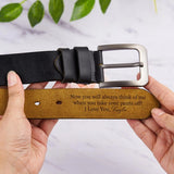 Personalized Leather Belt with Engraved Custom Message and Initial - Funny Anniversary Gift for Husband from Wife - Custom Romantic Valentine Gift for Boyfriend Fiancé - Birthday Father’s Day Gift for Daddy