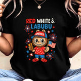 4th of July Labubu Independence Day Shirt for Kids and Adults - Cute Labubu Red White and Labubu USA Shirt