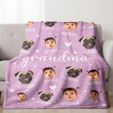 Personalized Photo Blanket, Custom Baby Photo Blanket for Grandma, Grandma Blanket with Baby Face,Mother's Day Birthday Christmas Gift for Family