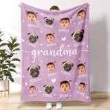 Personalized Photo Blanket, Custom Baby Photo Blanket for Grandma, Grandma Blanket with Baby Face,Mother's Day Birthday Christmas Gift for Family