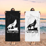 Personalized Wolf Family Matching Beach Towel with Name, Custom Summer Beach Gift for Family Trip, Custom Name Gift for Family Vacation, Birthday, Kids and Adults