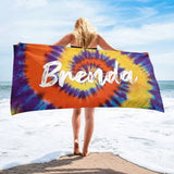 Personalized Beach Towel with Name, Custom Summer Beach Gift for Family & Friends Trip, Custom Name Gift for Family Vacation, Birthday, Kids and Adults