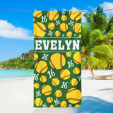 Personalized Sports Beach Towel with Name, Custom Summer Beach Gift for Family & Friends Girls Trip, Custom Name Gift for Family Vacation, Birthday, Kids and Adults