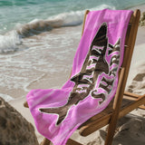 Personalized Shark Family Matching Beach Towel with Name, Custom Summer Beach Gift for Family Trip, Custom Name Gift for Family Vacation, Birthday, Kids and Adults