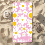 Personalized Floral Beach Towel with Name, Custom Summer Beach Gift for Family & Friends Girls Trip, Custom Name Gift for Family Vacation, Birthday, Kids and Adults