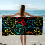 Personalized Game Beach Towel with Name, Custom Summer Beach Gift for Family & Friends Girls Trip, Custom Name Gift for Family Vacation, Birthday, Kids and Adults