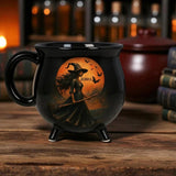 Witches Brew Personalized Witch Cauldron Mug, Magical Witch with Bats Coffee Mug for Wiccans, Witchy Gothic Vibe Gift for Her