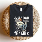 Just A Dad Who Always Came Back With The Milk Shirt, Retro Dad Skeleton Shirt , Funny Father’s Day Shirt, Father's Day Shirt, Gift for Dad