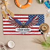 Personalized 4th of July Eagle Beach Towel with Name