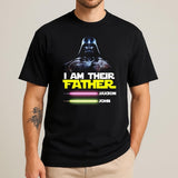 Custom Star Wars Dad Shirt With Kids Names, Father's Day Gift Shirt, Personalized Dad Shirt with Names, Darth Vader Lightsaber Kids Shirt
