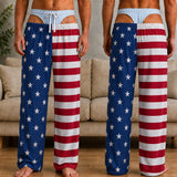 Funny Patriotic Pajama Pants Hairy Butt Cheek Gag Elastic Loungewear- Personalized Birthday Gifts For Husband, Wife, Son, Daughter, Grandson, Brother, Grandpa, Dad, Yourself