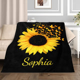 Custom Sunflower blanket, Personalized Blankets With Name, House Warming, Birthday Gift, Valentine's day Gift Blanket
