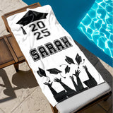 Personalized Graduation Beach Towel, Custom Name & Year Towel for Class of 2025, Senior Graduation Gift for Her or Him, Unique Grad Pool Towel
