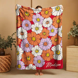 Smile Daisy Personalized Name Blanket for Kids and Adults, Unique Gift for Birthday Anniversary Christmas